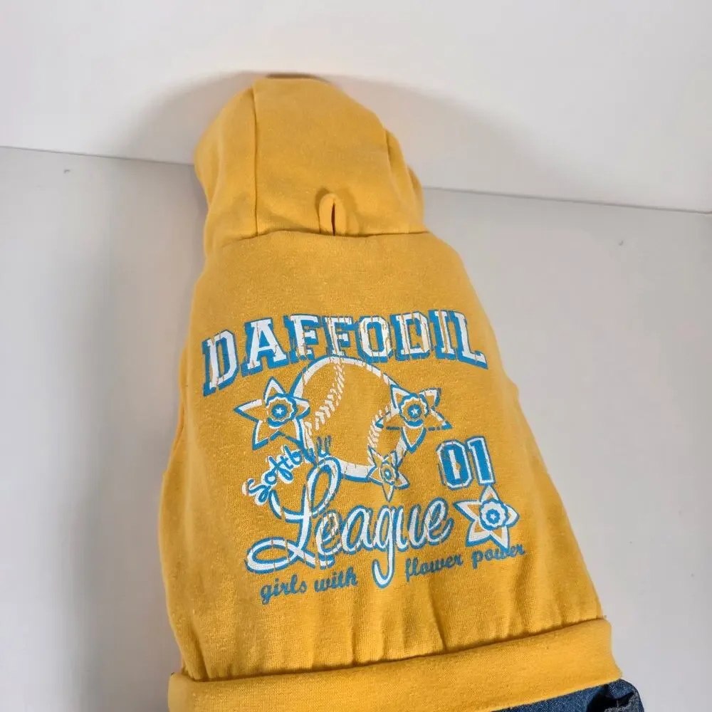 Dog Hoodie/Jean Shorts Daffodil League Companion Road Sporty Bright Yellow Sz L